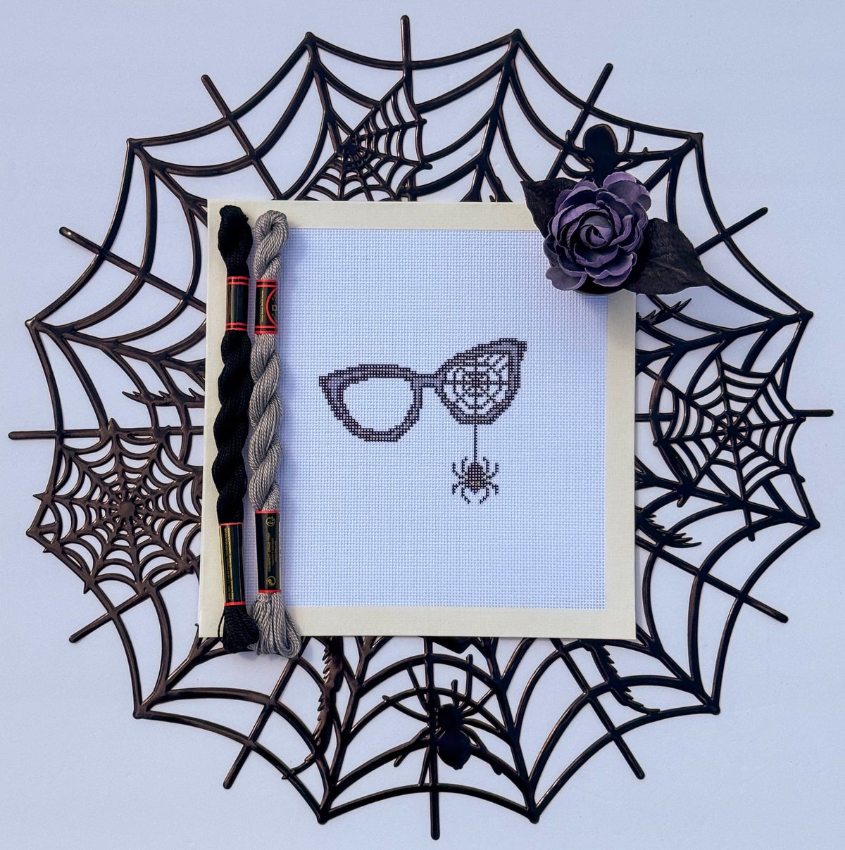 Witch's Spectacles printed needlepoint canvas - NeedleLittleStitchCo