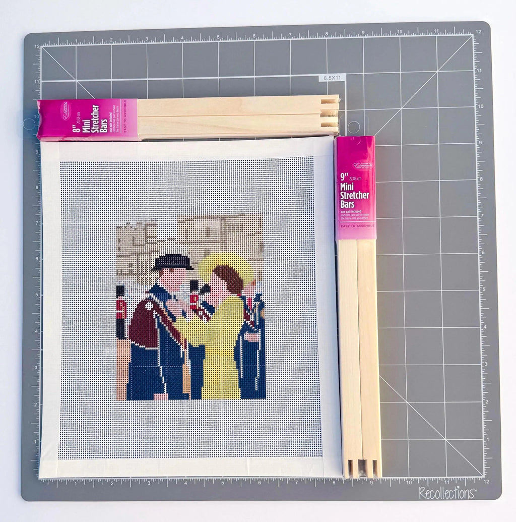 British Kate and William-Inspired printed needlepoint canvas - NeedleLittleStitchCo