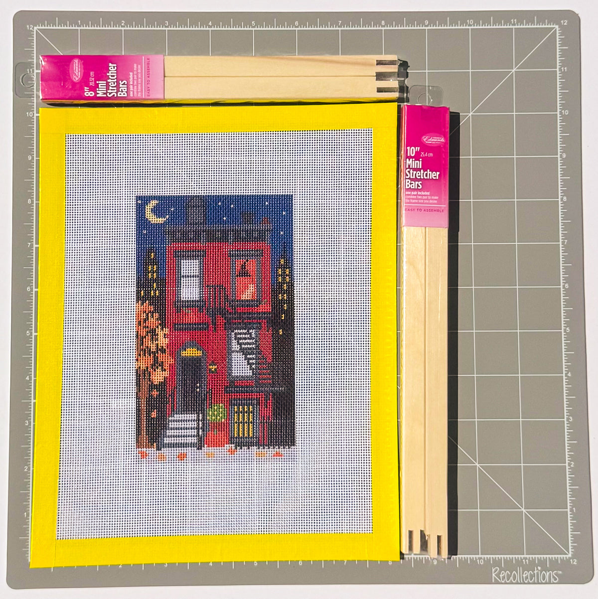NYC Witch's Apartment printed needlepoint canvas - NeedleLittleStitchCo