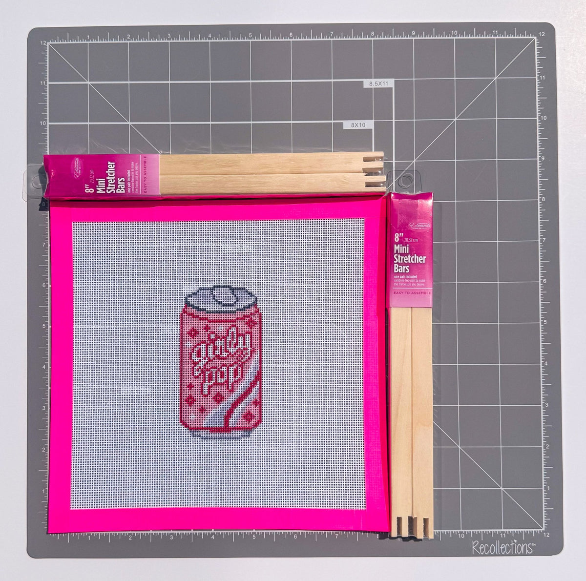 Girly Pop Soda Can printed needlepoint canvas - NeedleLittleStitchCo
