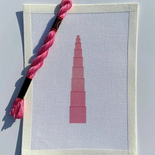 Montessori Pink Tower printed needlepoint canvas - NeedleLittleStitchCo