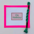 British On Holiday Luggage Tag printed needlepoint canvas - NeedleLittleStitchCo