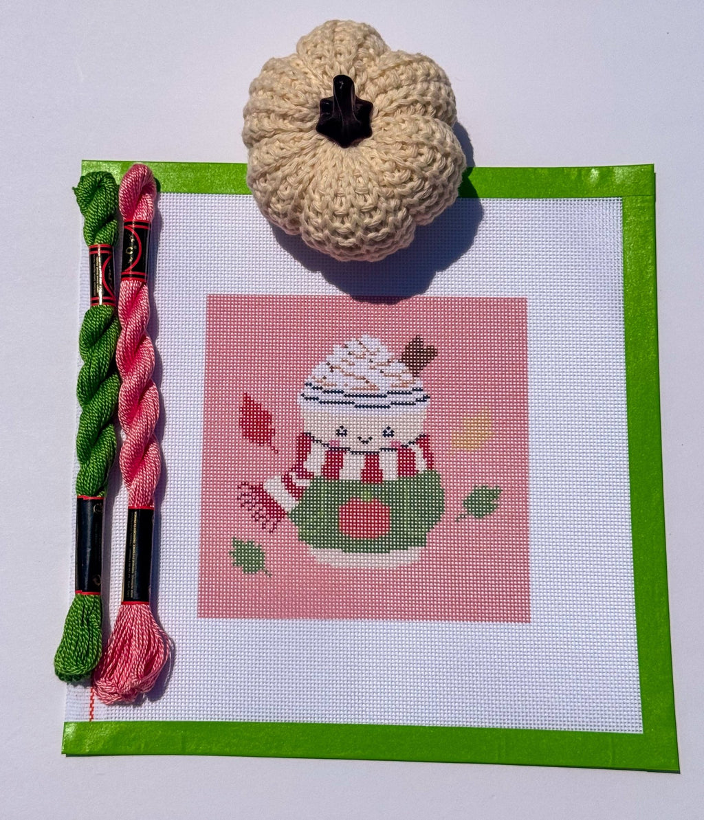 Pumpkin Spice Latte printed needlepoint canvas - NeedleLittleStitchCo
