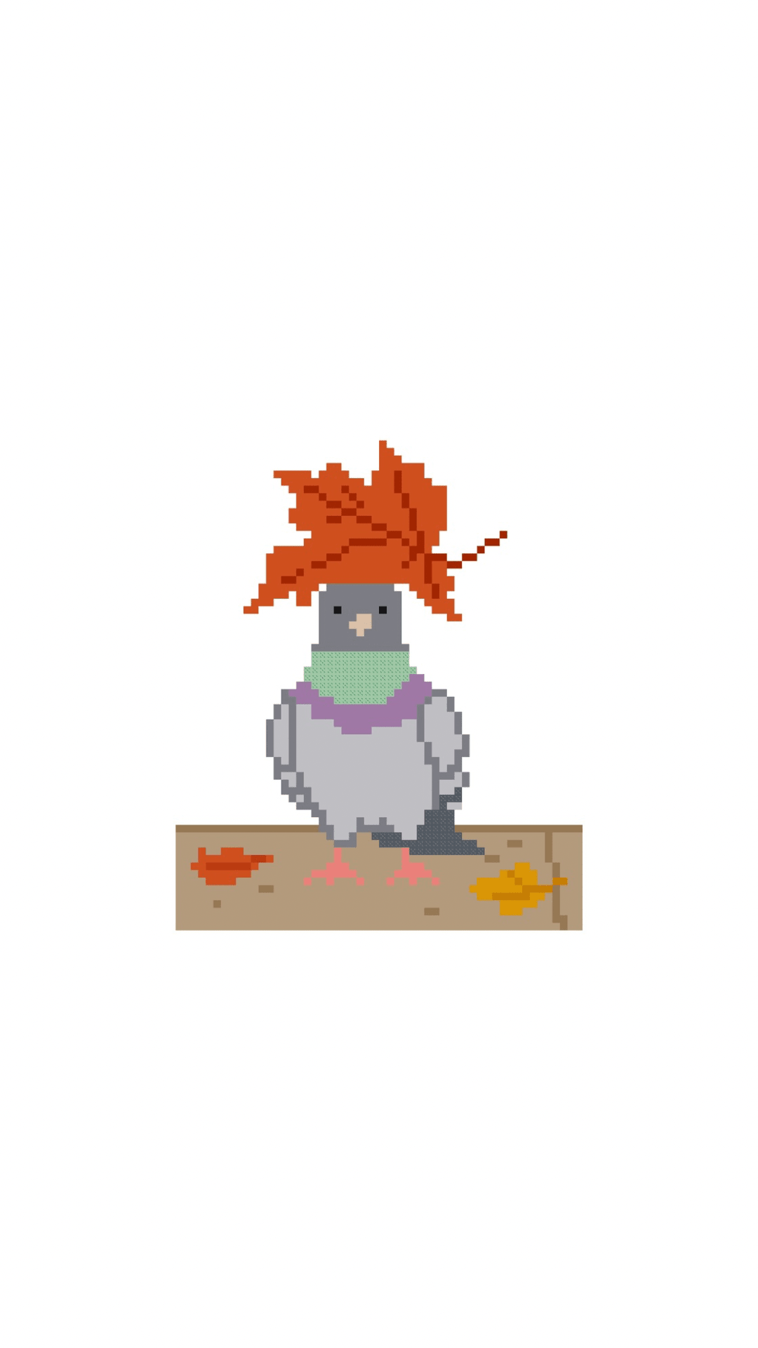 Pigeon with Leaf on Head printed needlepoint canvas - NeedleLittleStitchCo