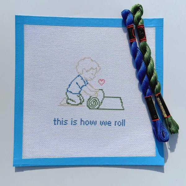 Montessori This is How We Roll Funny Sign printed needlepoint canvas - NeedleLittleStitchCo