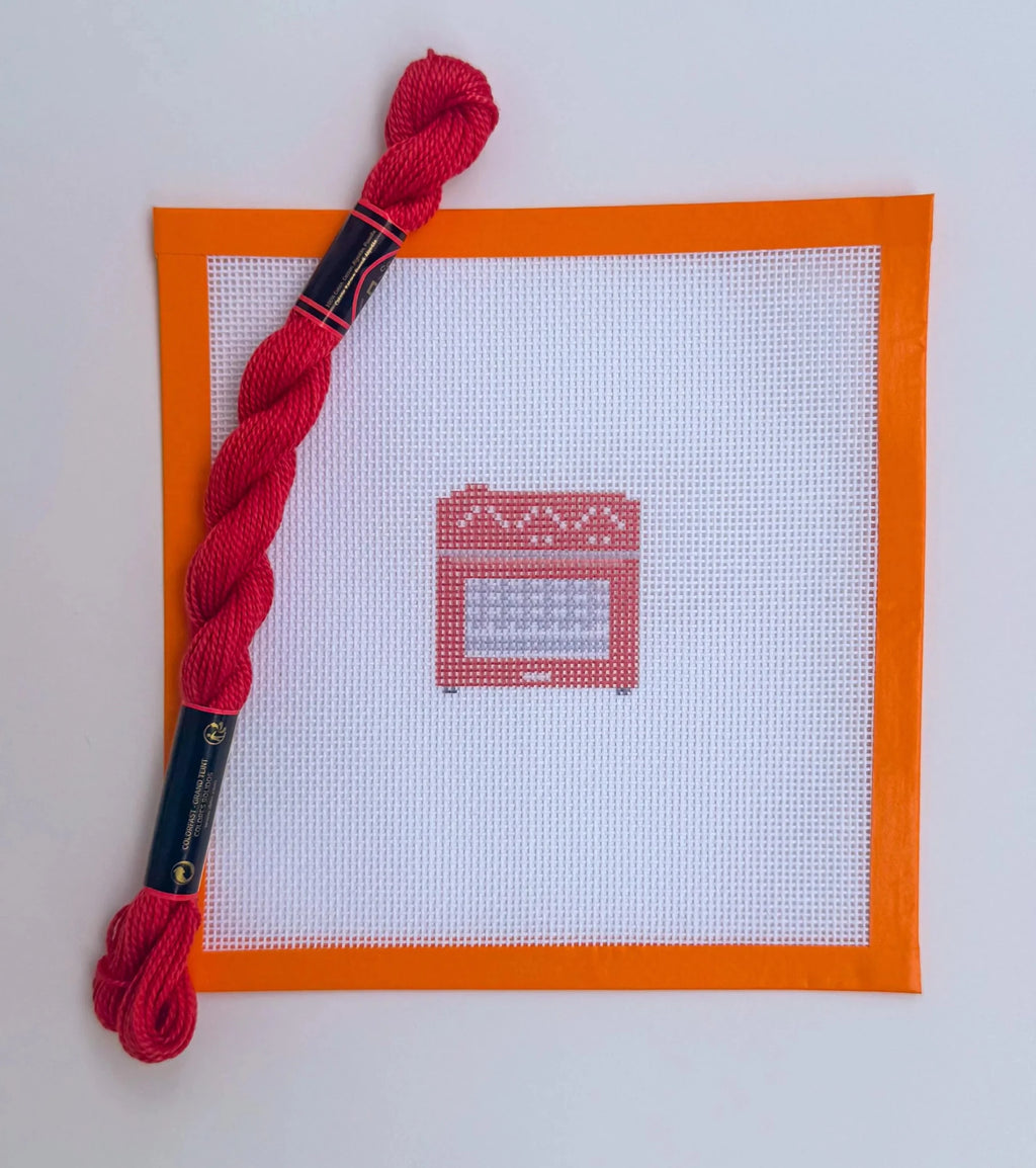 Colorful Countertop Oven printed needlepoint canvas - NeedleLittleStitchCo