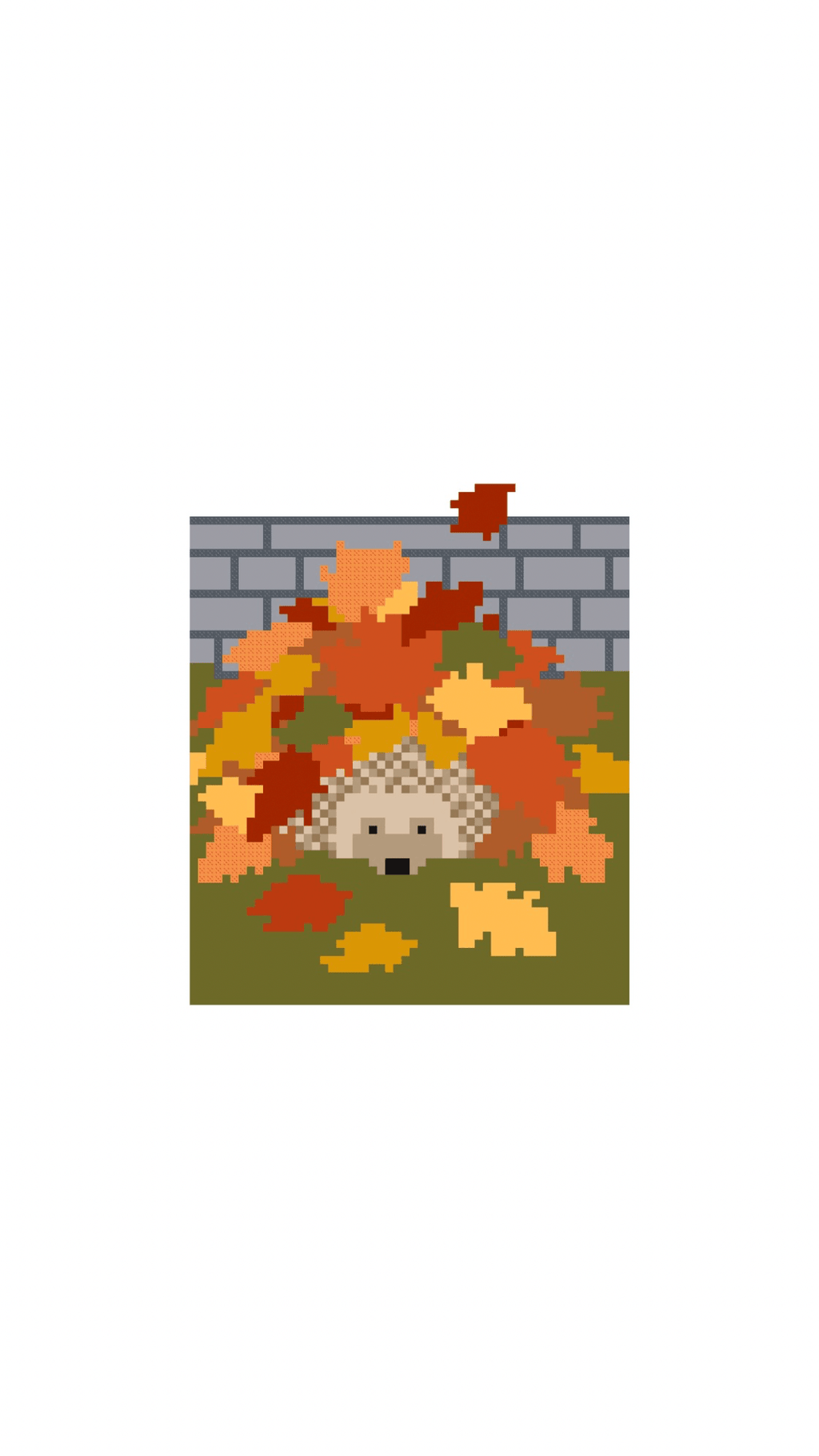 Autumn Leaf Hedgehog printed needlepoint canvas - NeedleLittleStitchCo