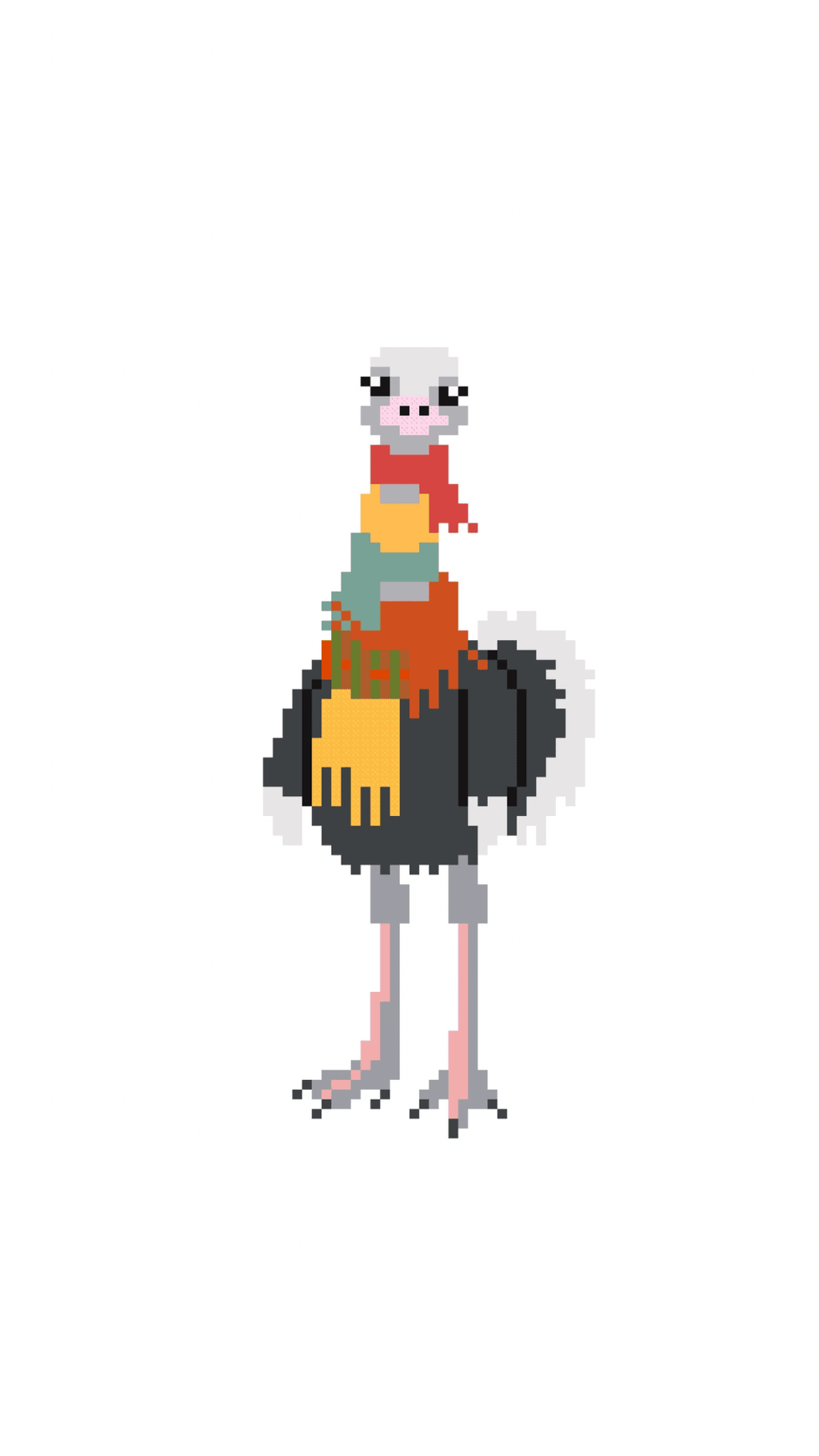 Fall Ostrich printed needlepoint canvas - NeedleLittleStitchCo