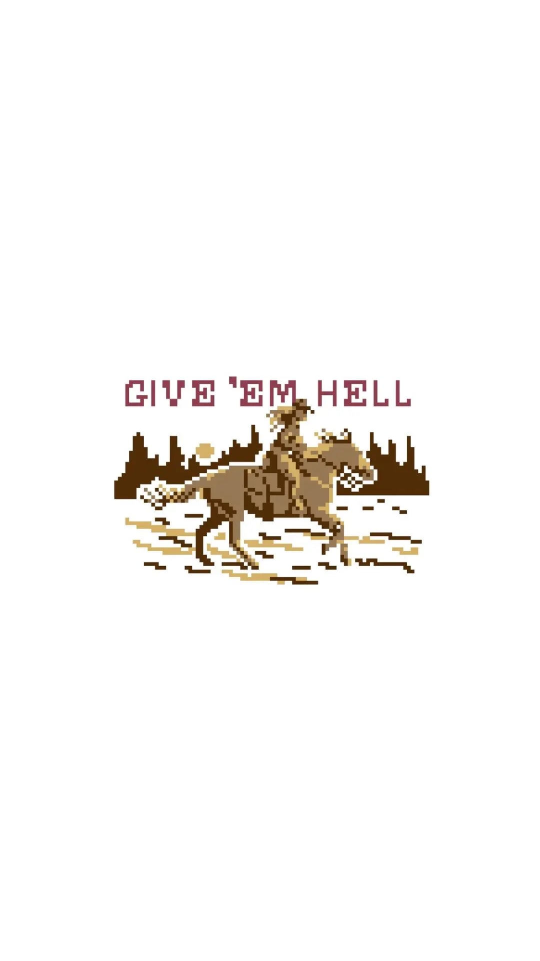 Give 'Em Hell Western Cowgirl Sign printed needlepoint canvas - NeedleLittleStitchCo