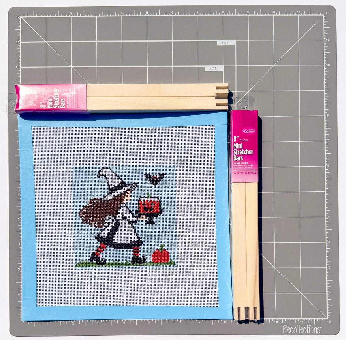 Halloween Baker Witch printed needlepoint canvas - NeedleLittleStitchCo