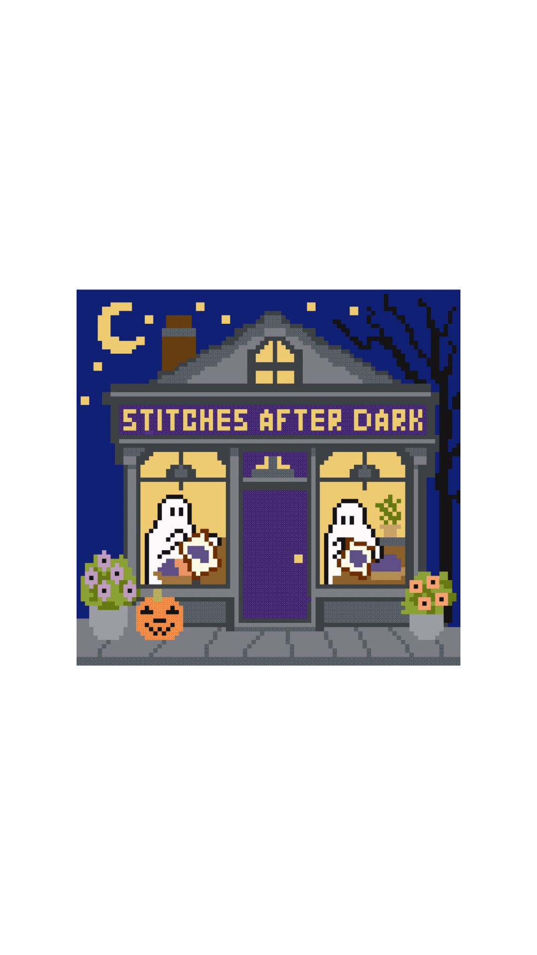 Stitches After Dark printed needlepoint canvas - NeedleLittleStitchCo