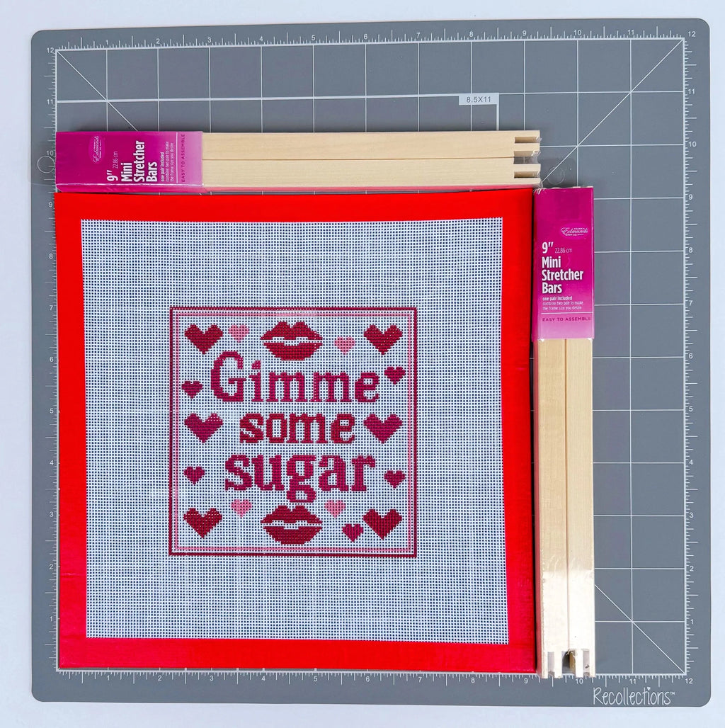 Gimme Some Sugar Sign printed needlepoint canvas - NeedleLittleStitchCo
