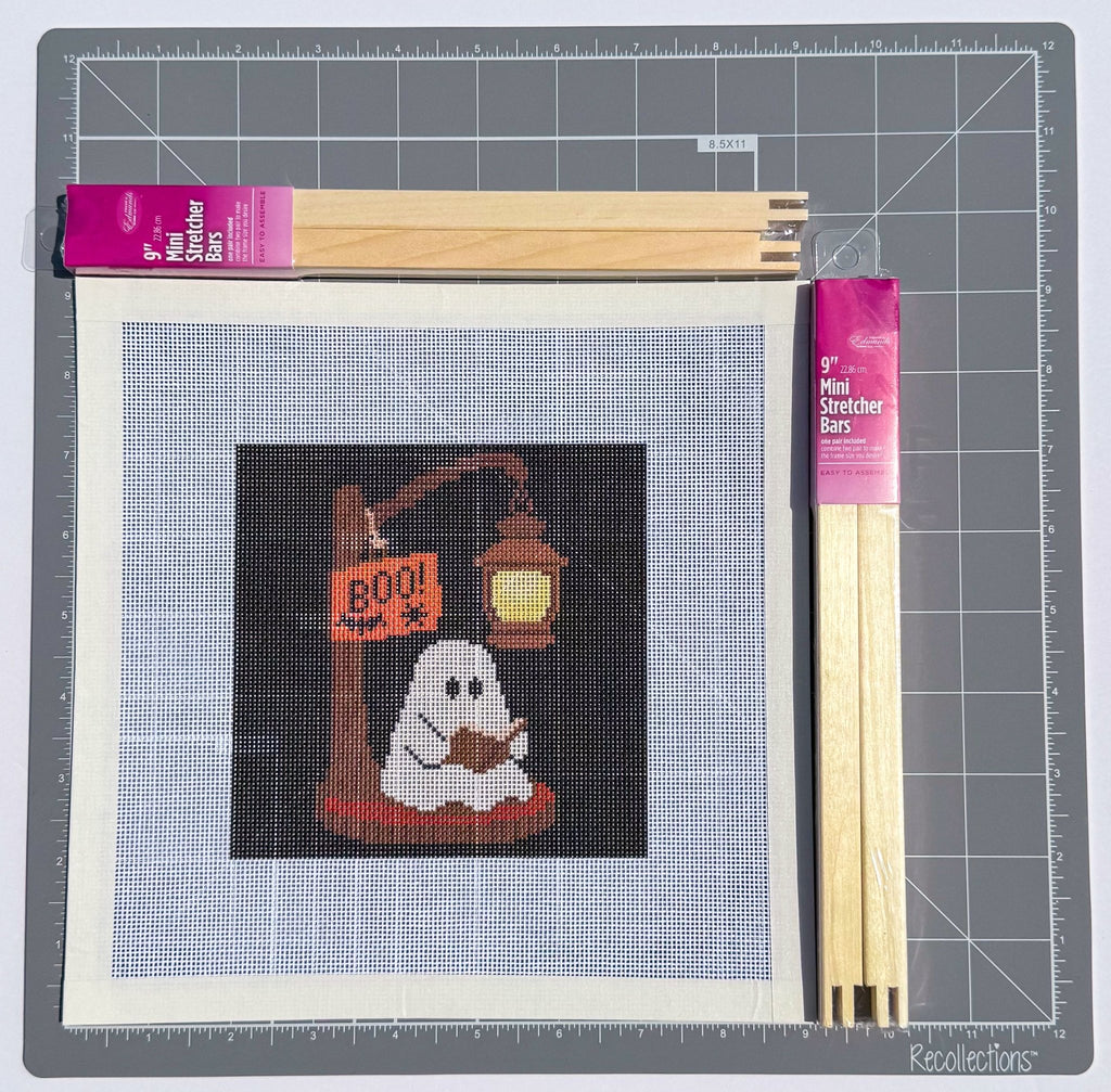 Ghost Reader printed needlepoint canvas - NeedleLittleStitchCo