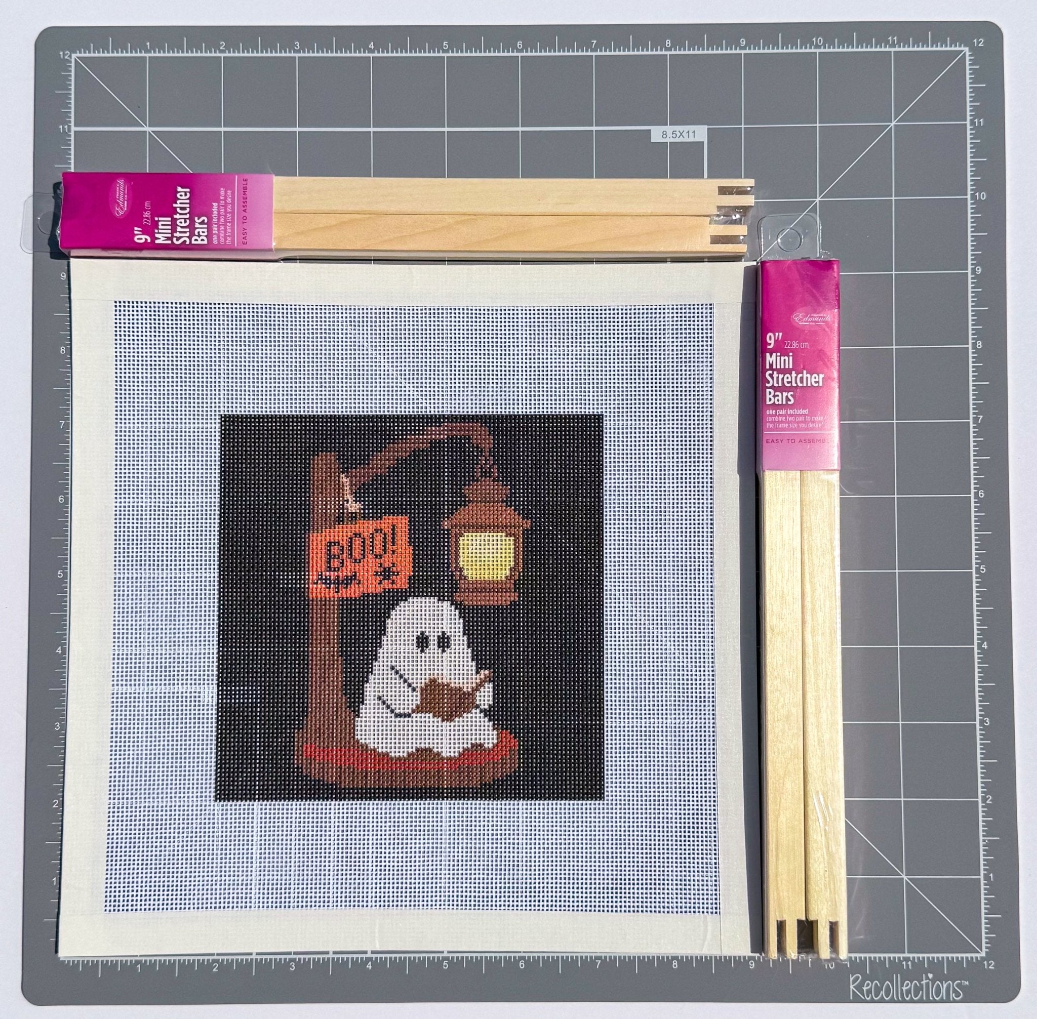 Ghost Reader printed needlepoint canvas - NeedleLittleStitchCo