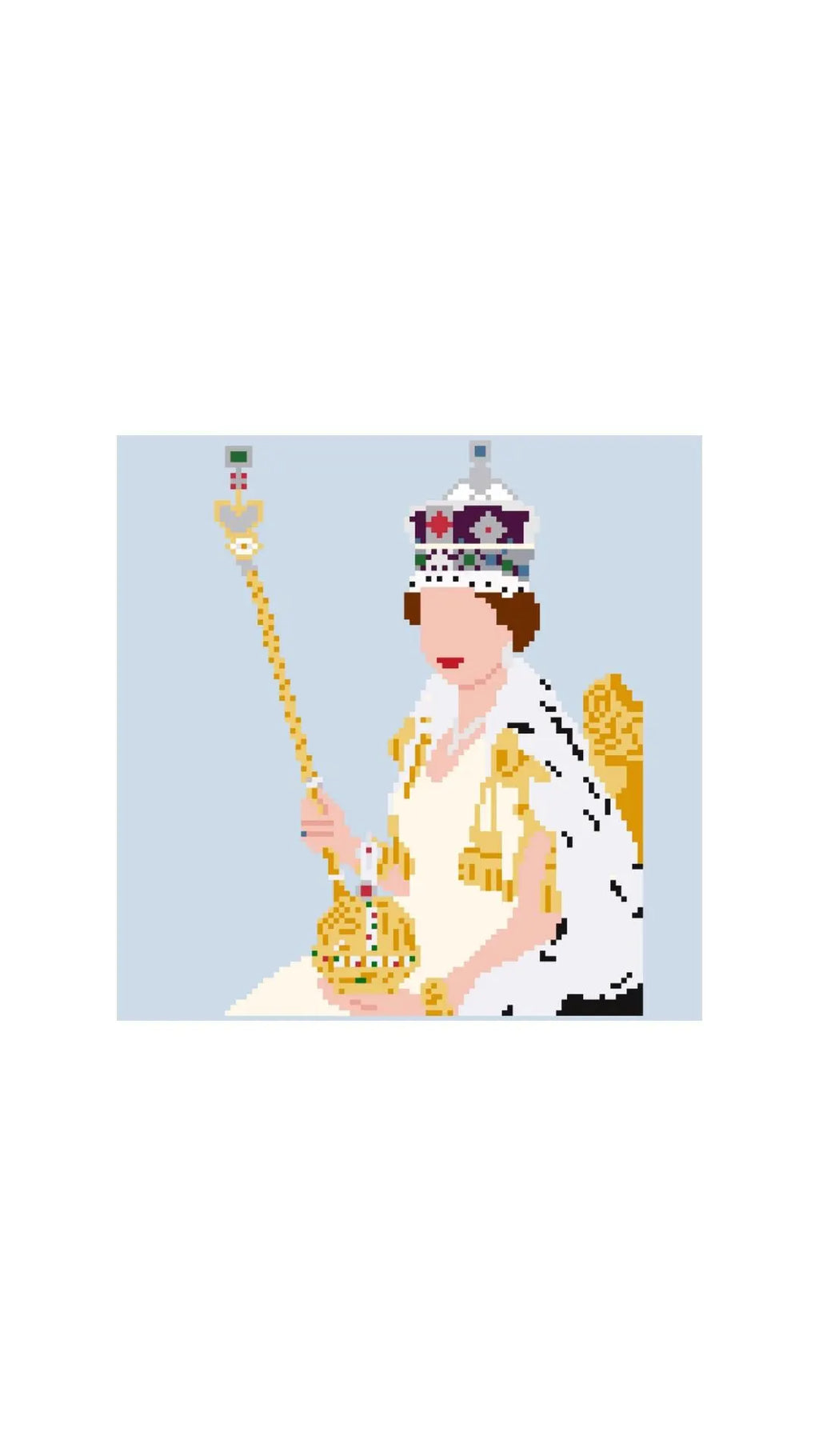 British Coronation Elizabeth-Inspired printed needlepoint canvas - NeedleLittleStitchCo
