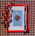 Christmas Sweater Ostrich printed needlepoint canvas - NeedleLittleStitchCo