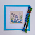 Zen Fur Life Cat Yoga printed needlepoint canvas - NeedleLittleStitchCo