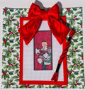 Retro Christmas Shopper printed needlepoint canvas - NeedleLittleStitchCo