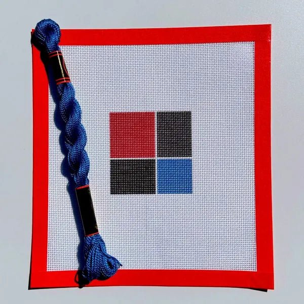 Montessori Binomial Cube Sign printed needlepoint canvas - NeedleLittleStitchCo
