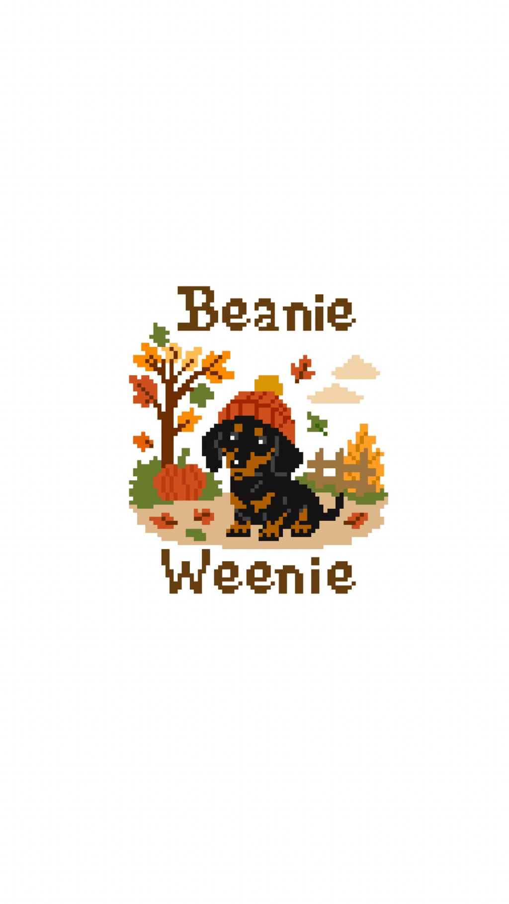 Dachshund Dog in Fall Beanie Hat printed needlepoint canvas - NeedleLittleStitchCo