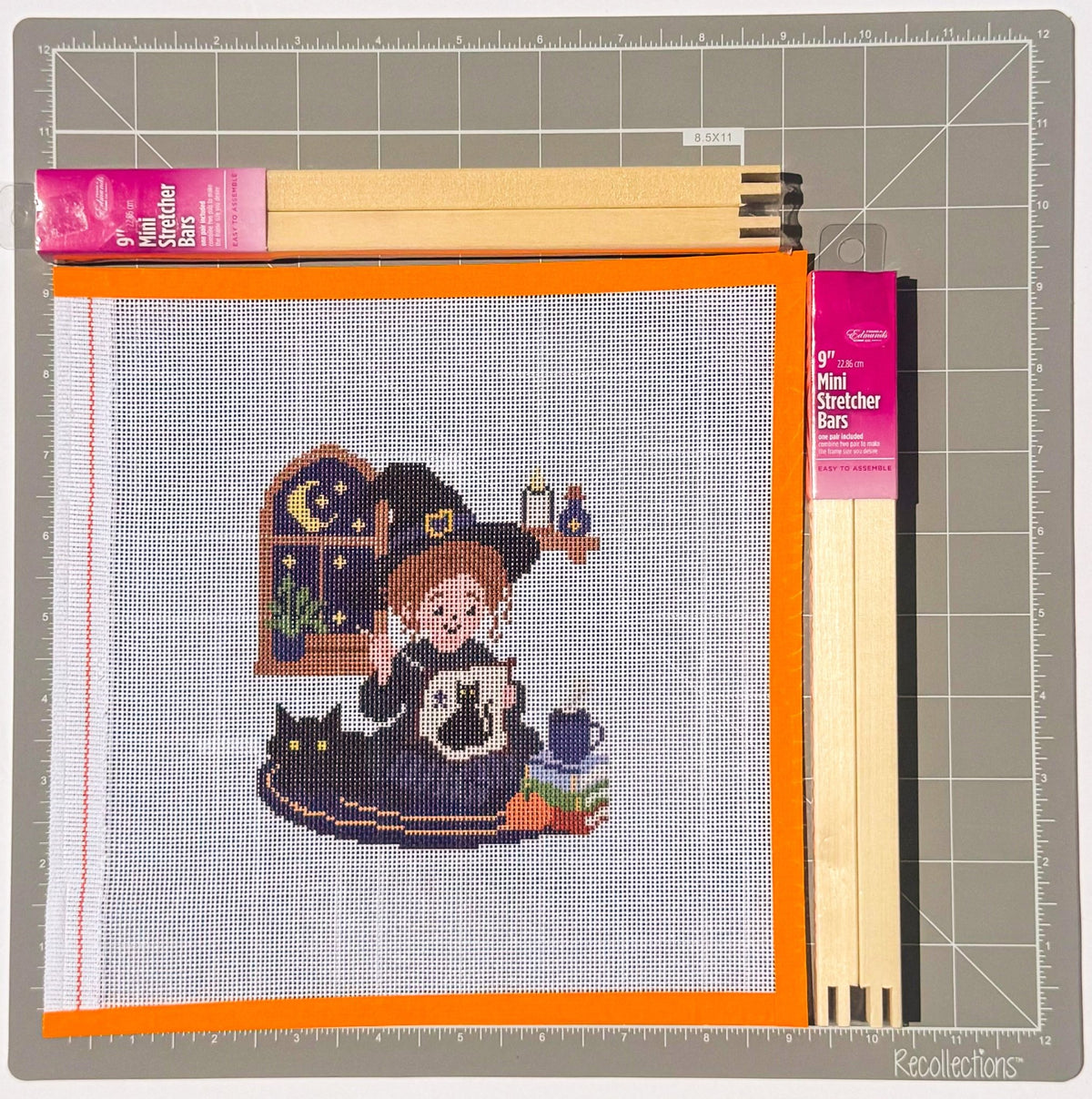 Stitchy Witchy printed needlepoint canvas - NeedleLittleStitchCo