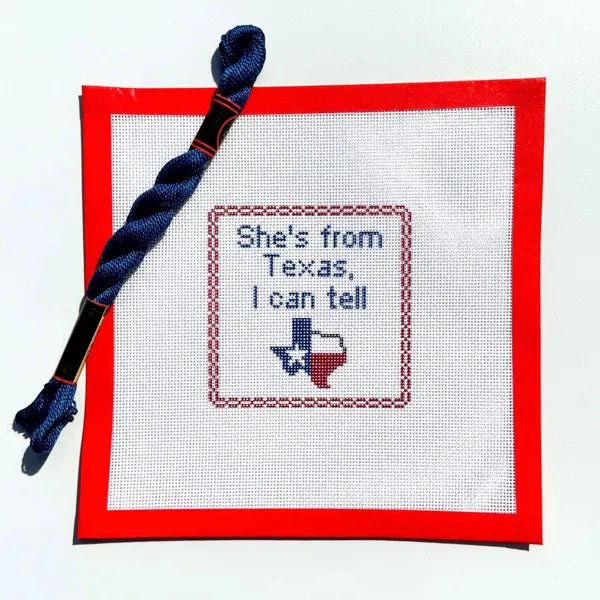 She's From Texas, I Can Tell Sign printed needlepoint canvas - NeedleLittleStitchCo