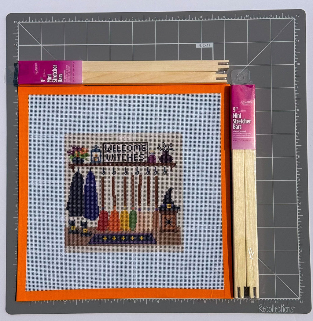 Witches' Cloakroom printed needlepoint canvas - NeedleLittleStitchCo