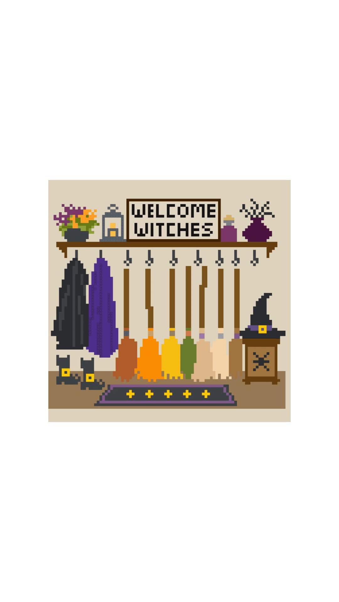 Witches' Cloakroom printed needlepoint canvas - NeedleLittleStitchCo