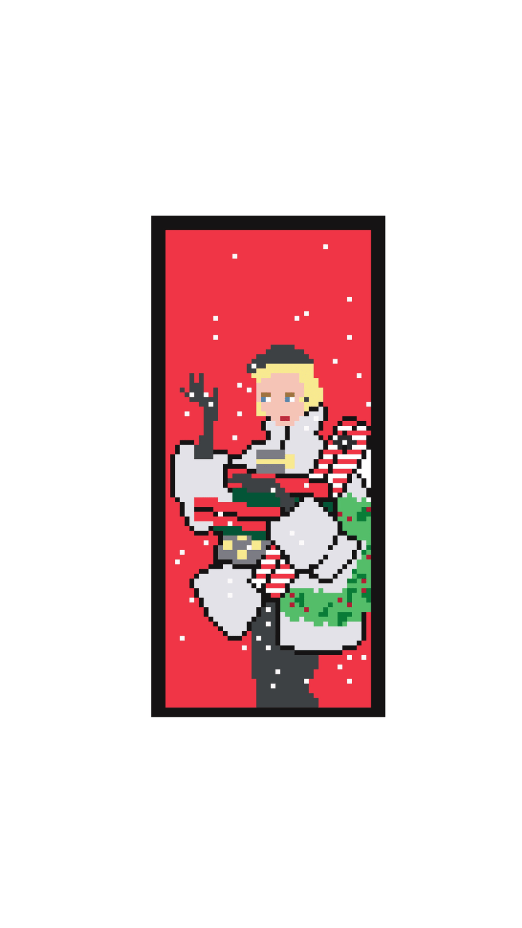 Retro Christmas Shopper printed needlepoint canvas - NeedleLittleStitchCo
