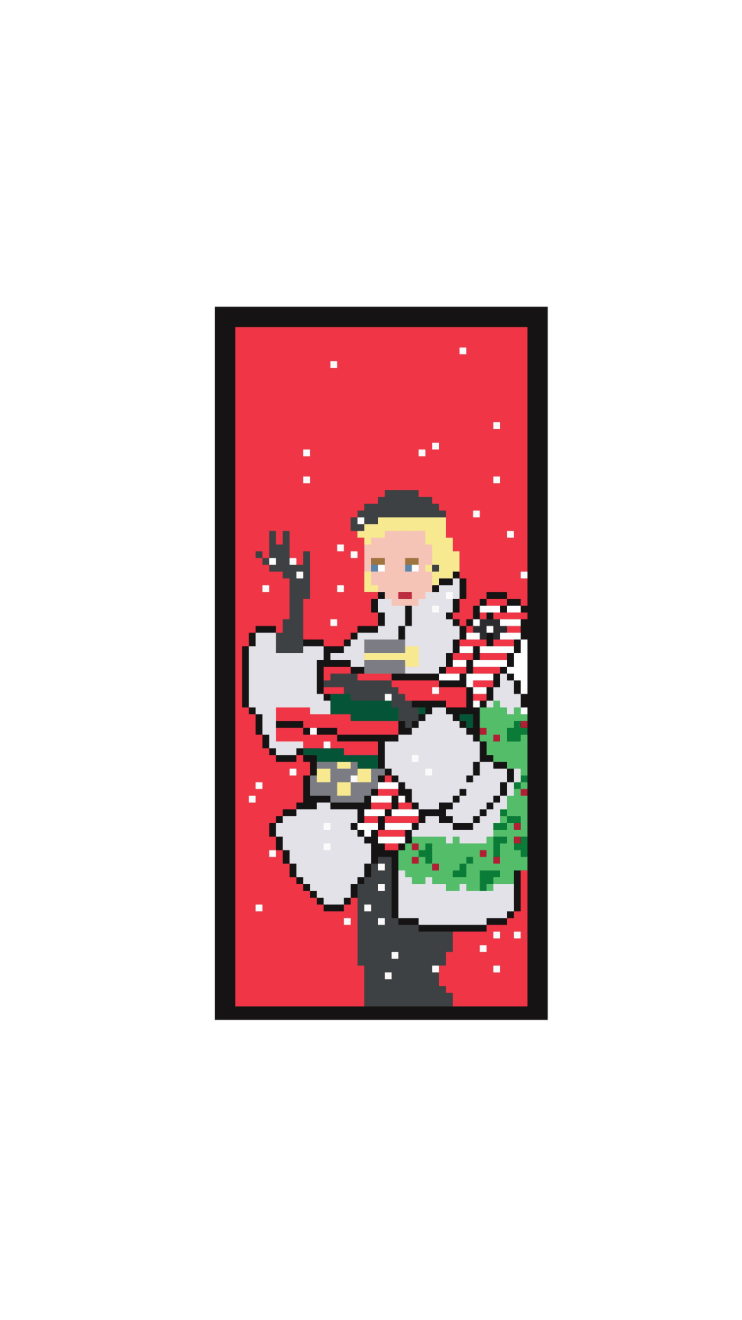 Retro Christmas Shopper printed needlepoint canvas - NeedleLittleStitchCo