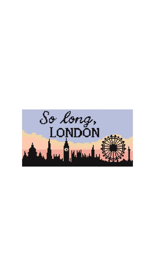 British So Long London Skyline Sign printed needlepoint canvas - NeedleLittleStitchCo