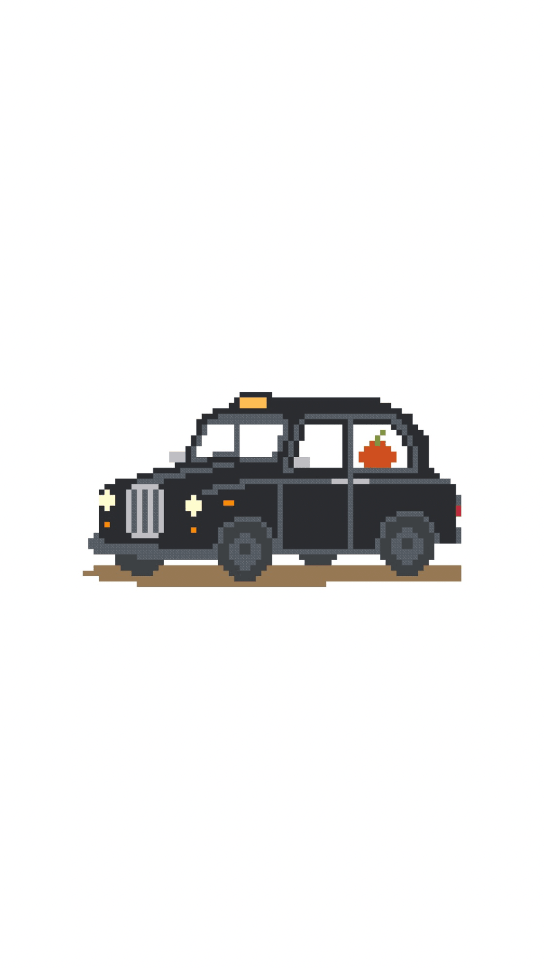 London Taxi Cab with Fall Pumpkin printed needlepoint canvas - NeedleLittleStitchCo