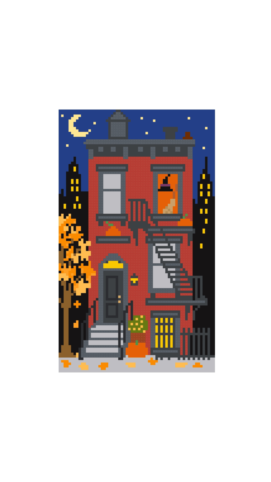 NYC Witch's Apartment printed needlepoint canvas - NeedleLittleStitchCo