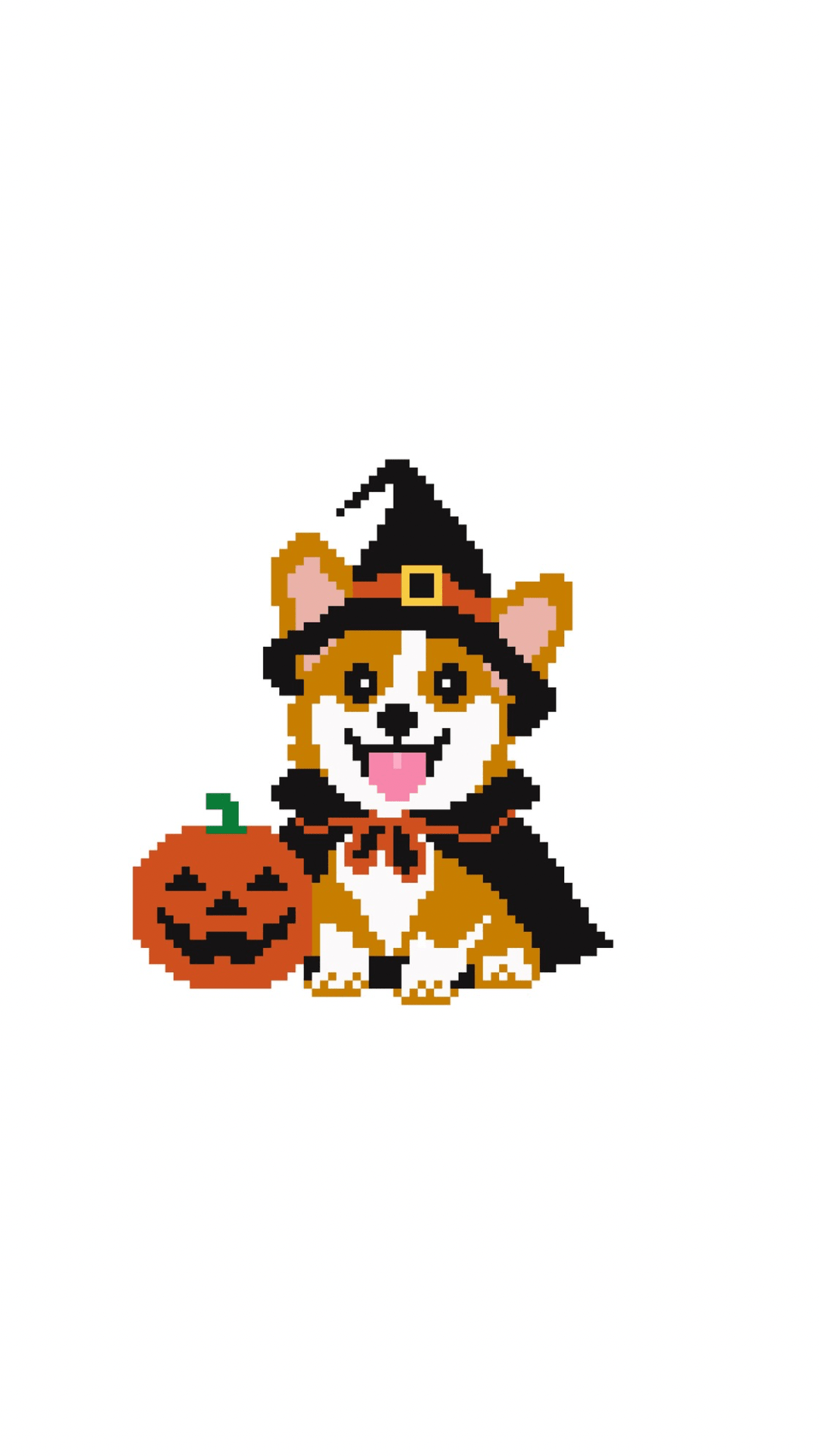 Halloween Witch Corgi printed needlepoint canvas - NeedleLittleStitchCo
