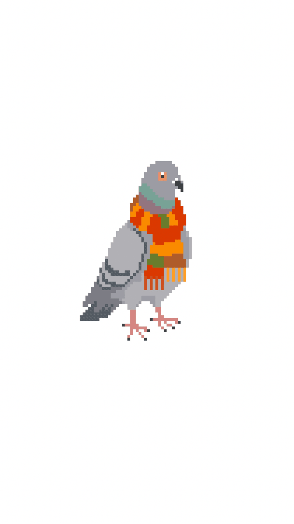 New York City Pigeon in a Fall Scarf printed needlepoint canvas - NeedleLittleStitchCo