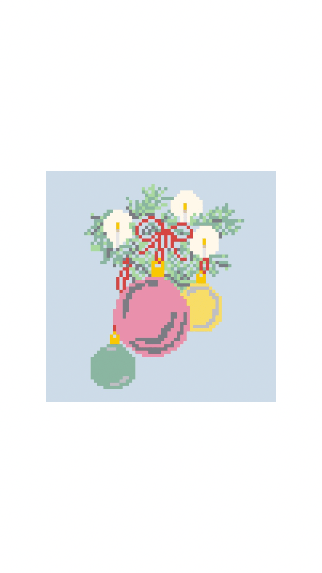 Retro Christmas Ornament Cluster printed needlepoint canvas - NeedleLittleStitchCo
