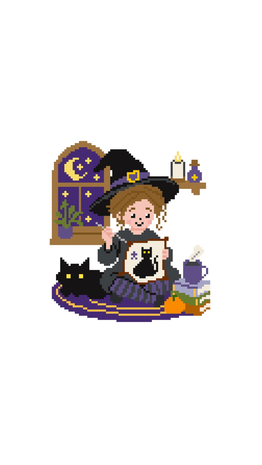 Stitchy Witchy printed needlepoint canvas - NeedleLittleStitchCo