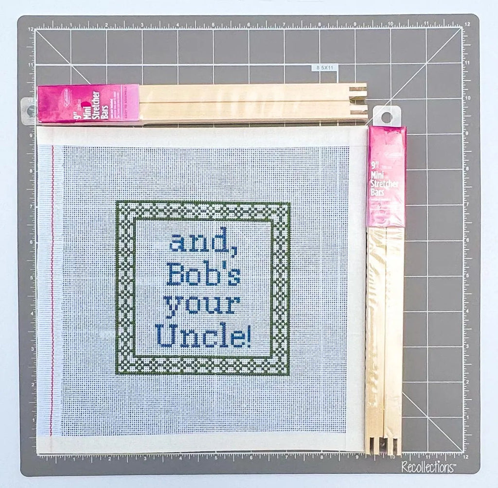 British And Bob's Your Uncle Sign printed needlepoint canvas - NeedleLittleStitchCo
