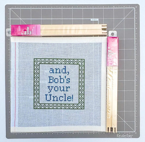 British And Bob's Your Uncle Sign printed needlepoint canvas - NeedleLittleStitchCo