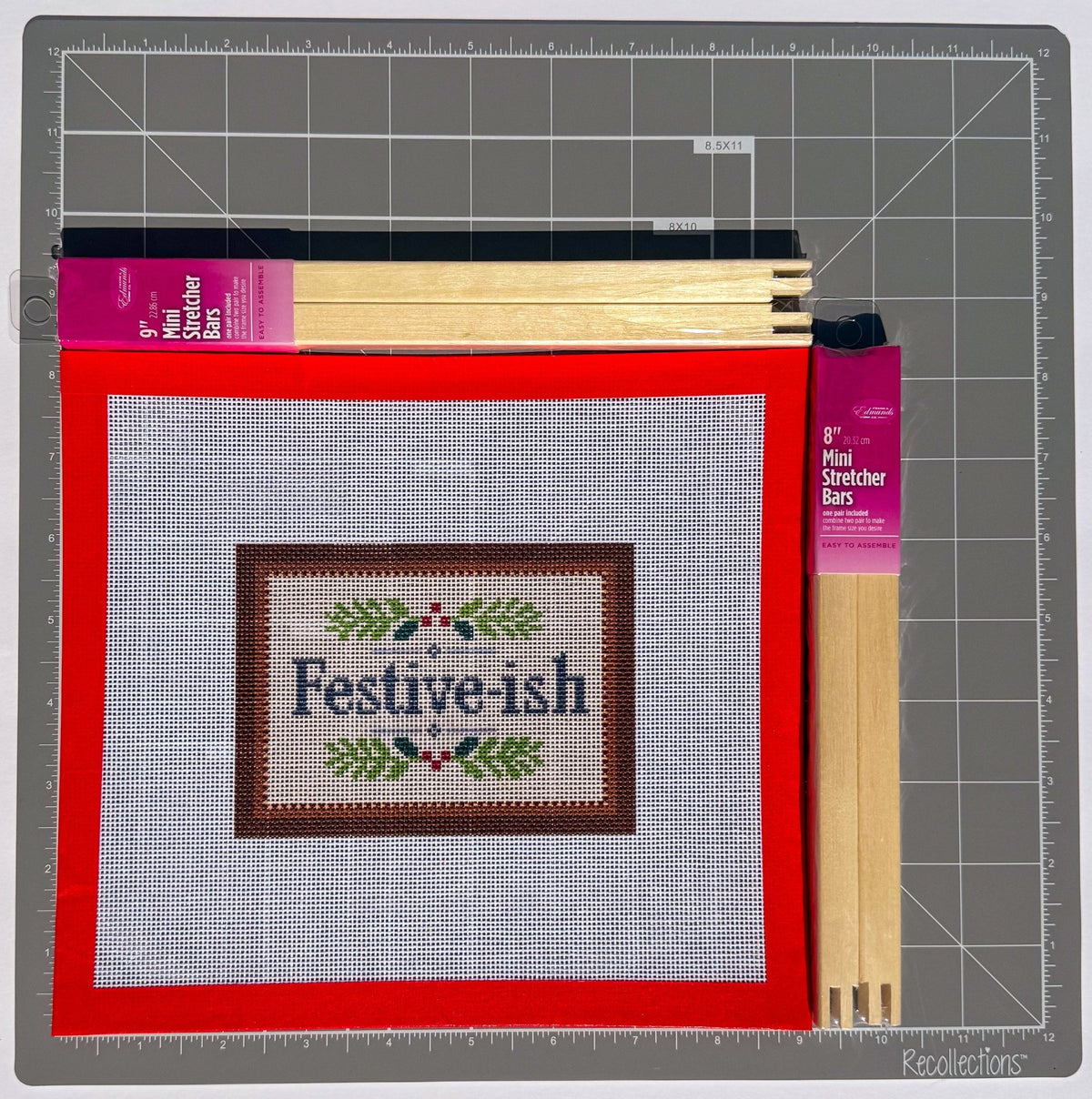 Festive-ish printed needlepoint canvas - NeedleLittleStitchCo