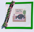 I'm Only Here for Savasana Cat Yoga printed needlepoint canvas - NeedleLittleStitchCo
