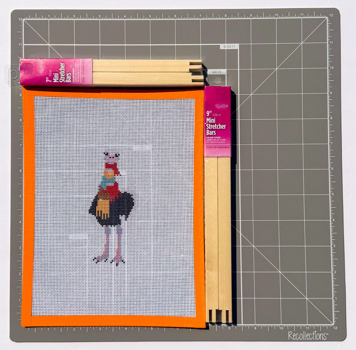 Fall Ostrich printed needlepoint canvas - NeedleLittleStitchCo