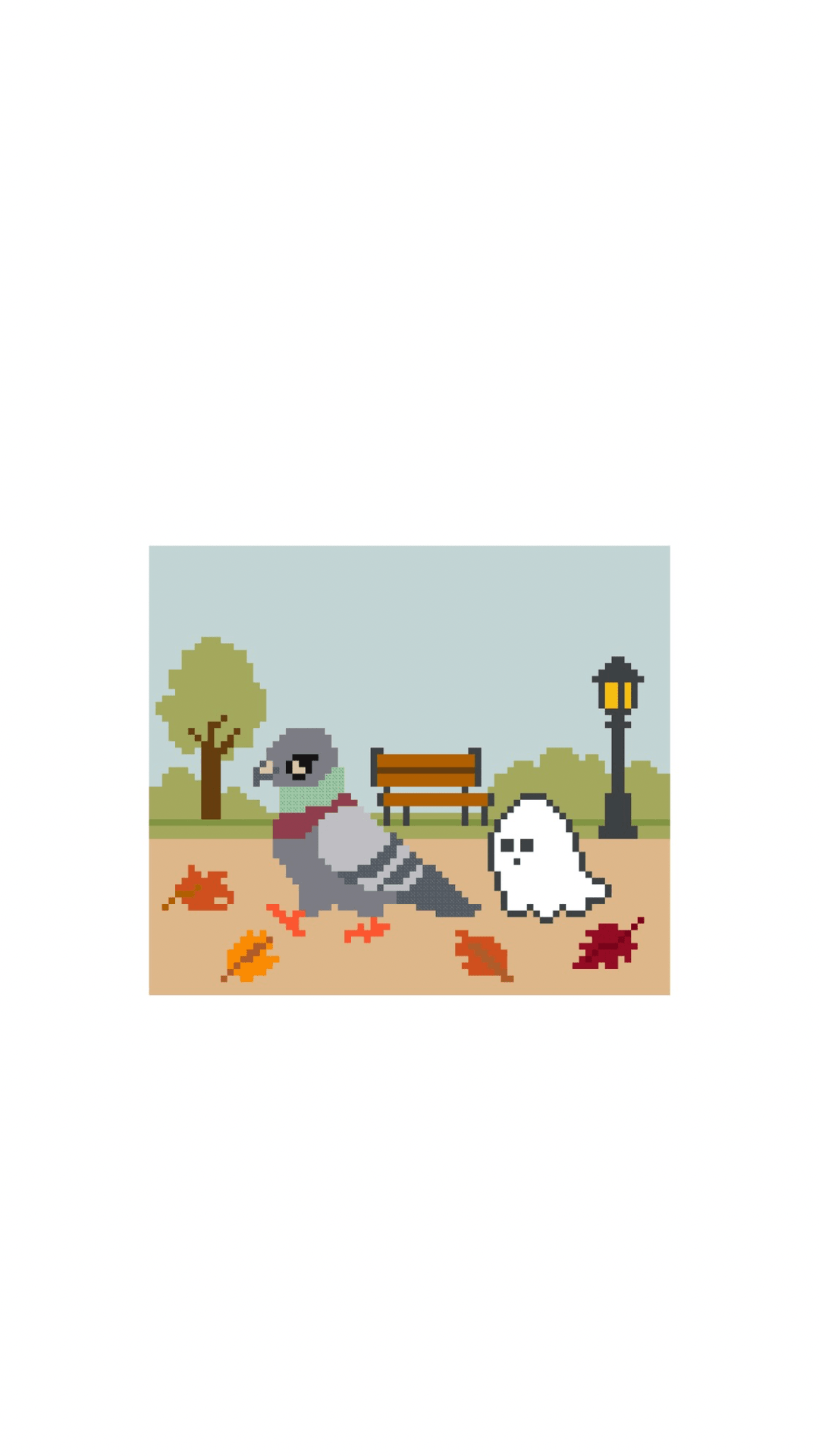 Ghost Following NYC Pigeon printed needlepoint canvas - NeedleLittleStitchCo
