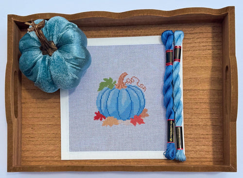 Blue Pumpkin printed needlepoint canvas - NeedleLittleStitchCo