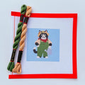 Tuxedo Cat Gardener printed needlepoint canvas - NeedleLittleStitchCo