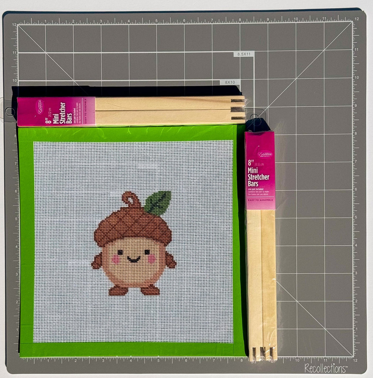 Merry Littles Collection Acorn printed needlepoint canvas - NeedleLittleStitchCo