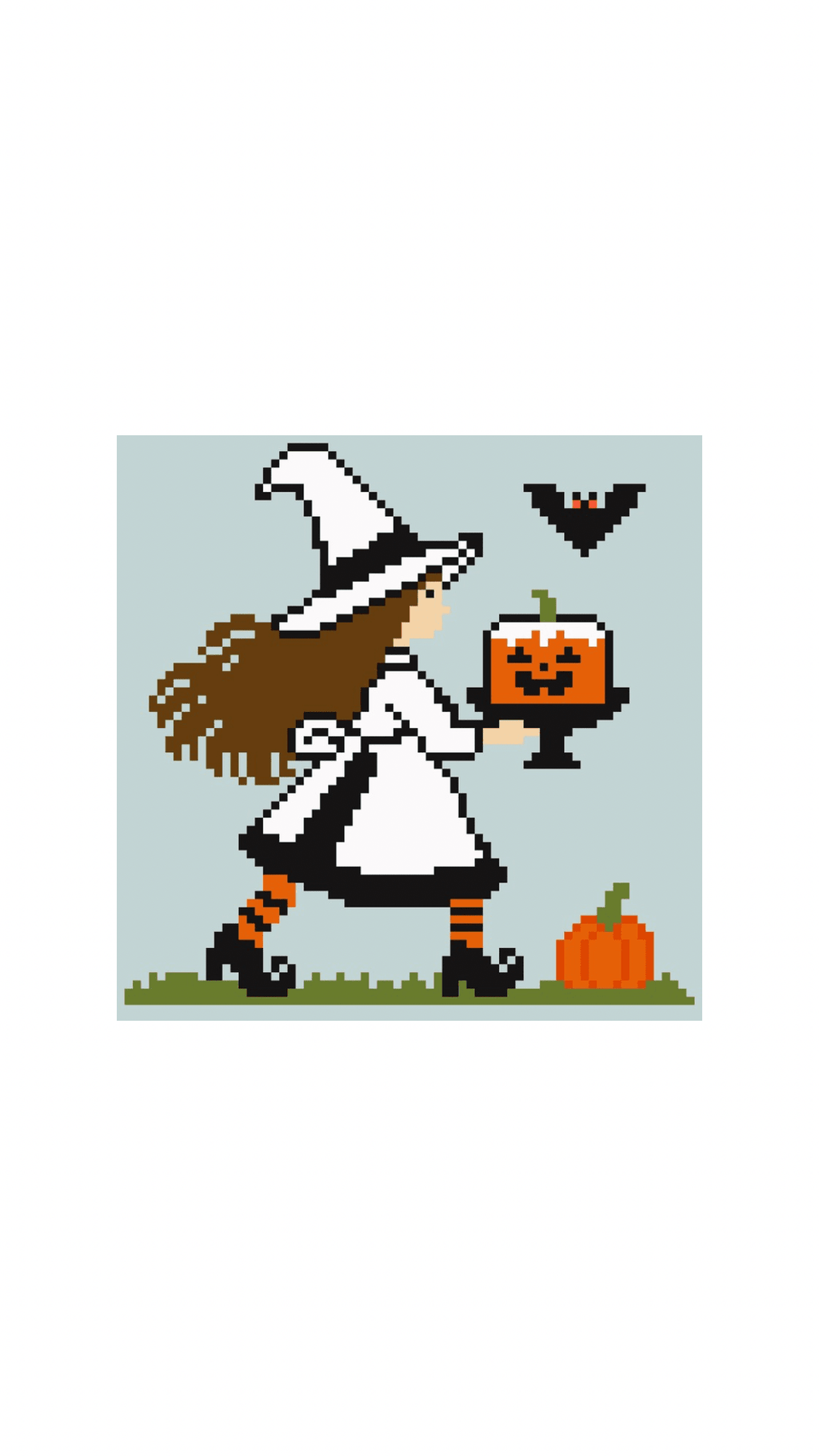 Halloween Baker Witch printed needlepoint canvas - NeedleLittleStitchCo