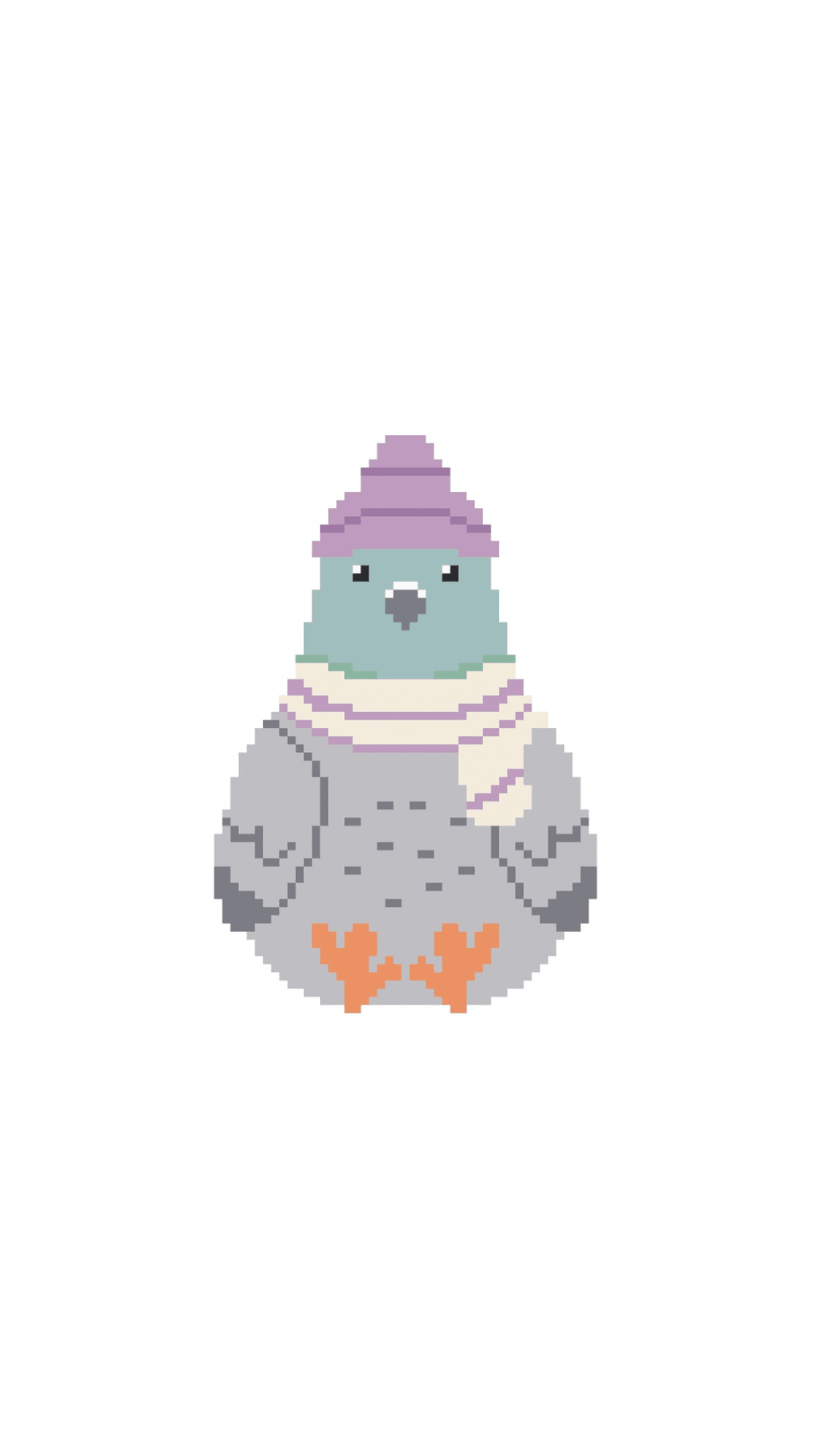 Winter Whimsical Pigeon Plush printed needlepoint canvas - NeedleLittleStitchCo