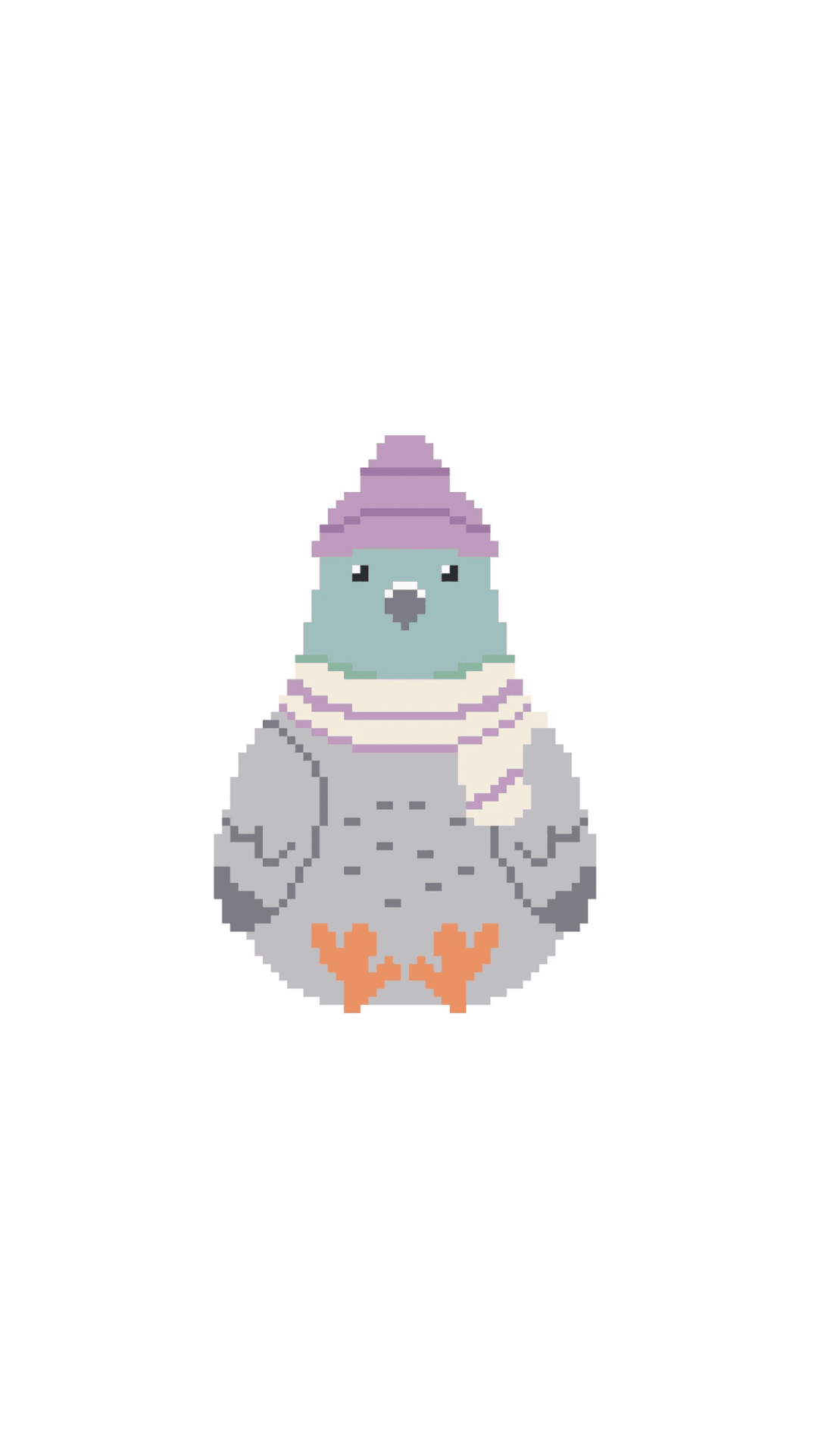 Winter Whimsical Pigeon Plush printed needlepoint canvas - NeedleLittleStitchCo