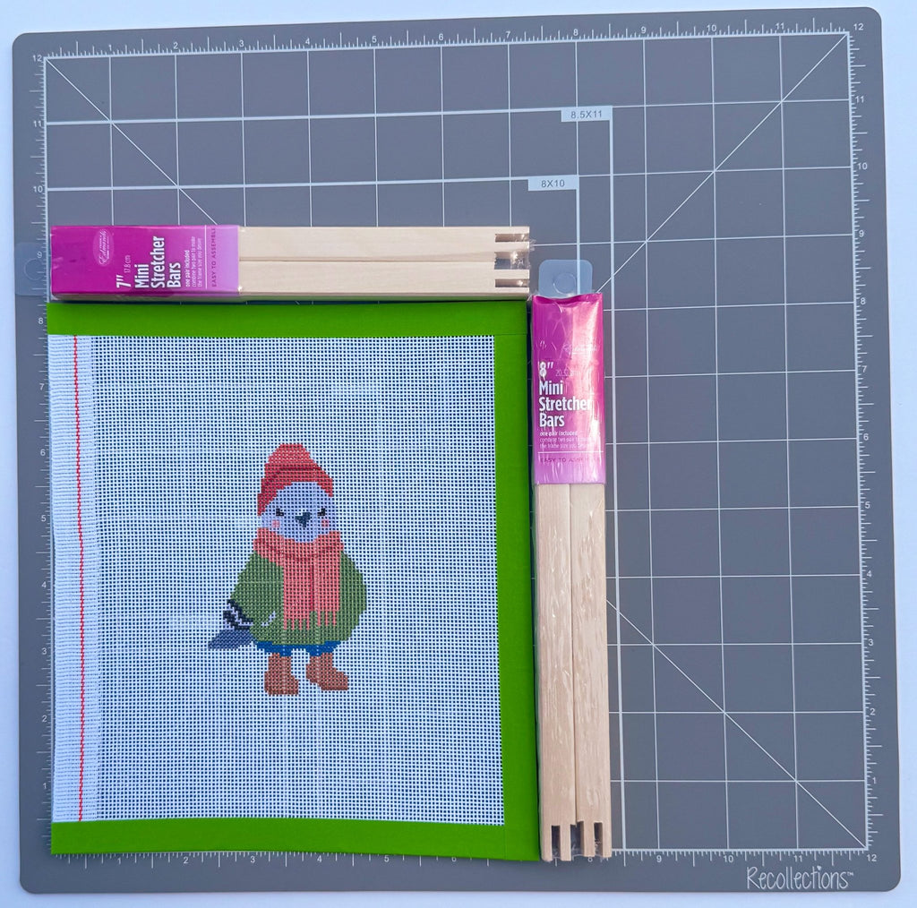Fall Pigeon Pal printed needlepoint canvas - NeedleLittleStitchCo